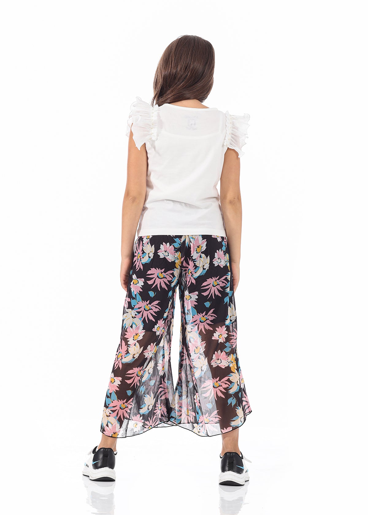 Casual Wide Leg Multi-Colors Florid Pants For Girls