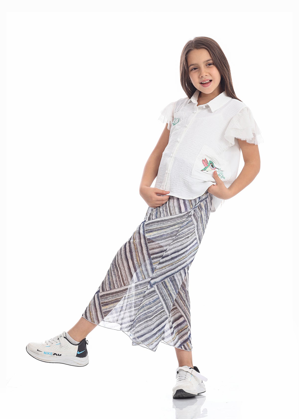 Casual Wide Leg Multi-Colors Striped Pants  For Girls