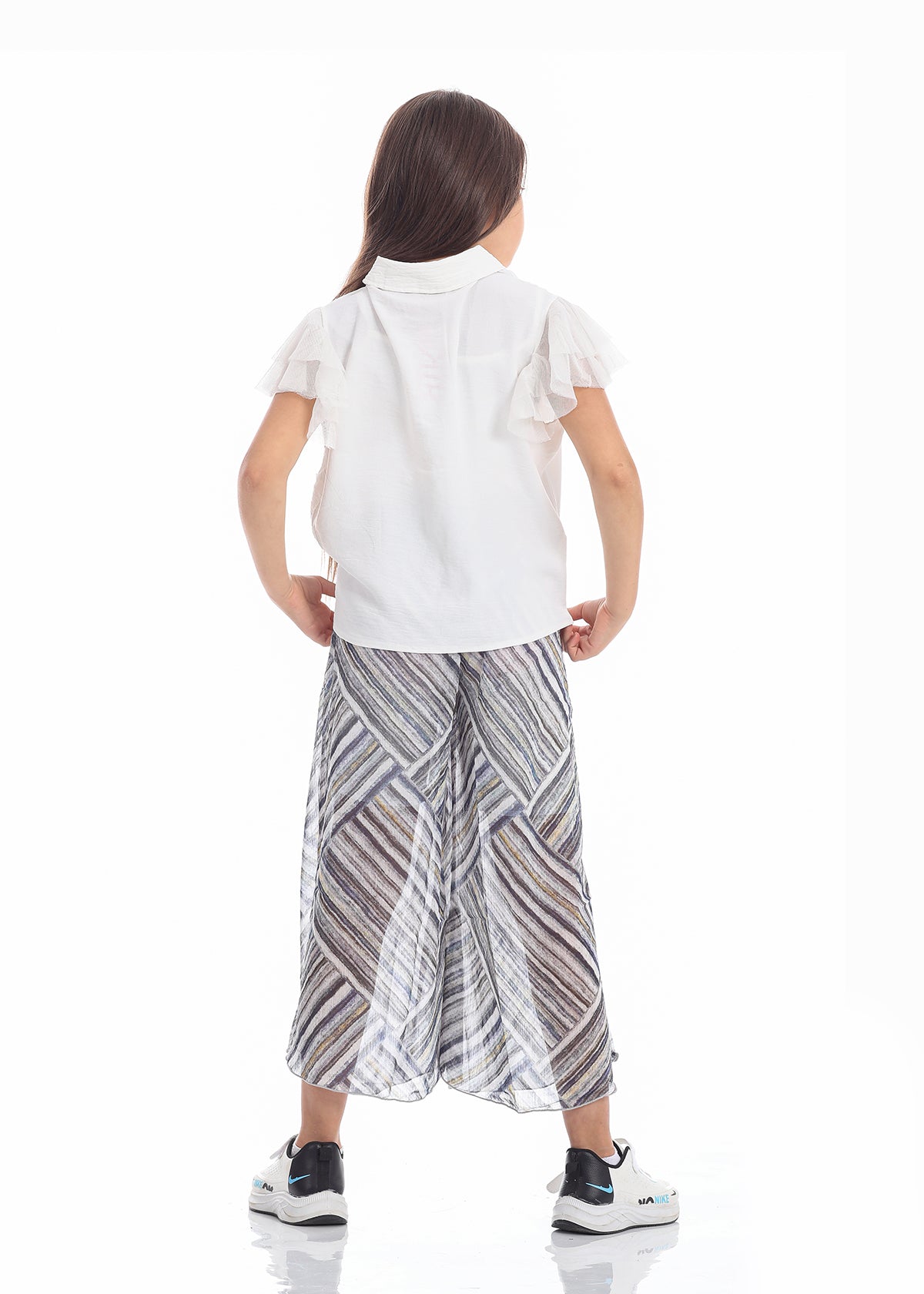 Casual Wide Leg Multi-Colors Striped Pants  For Girls