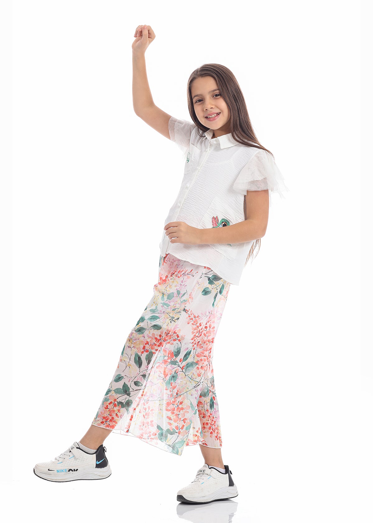 Casual Wide Leg Multi-Colors Florid Pants For Girls