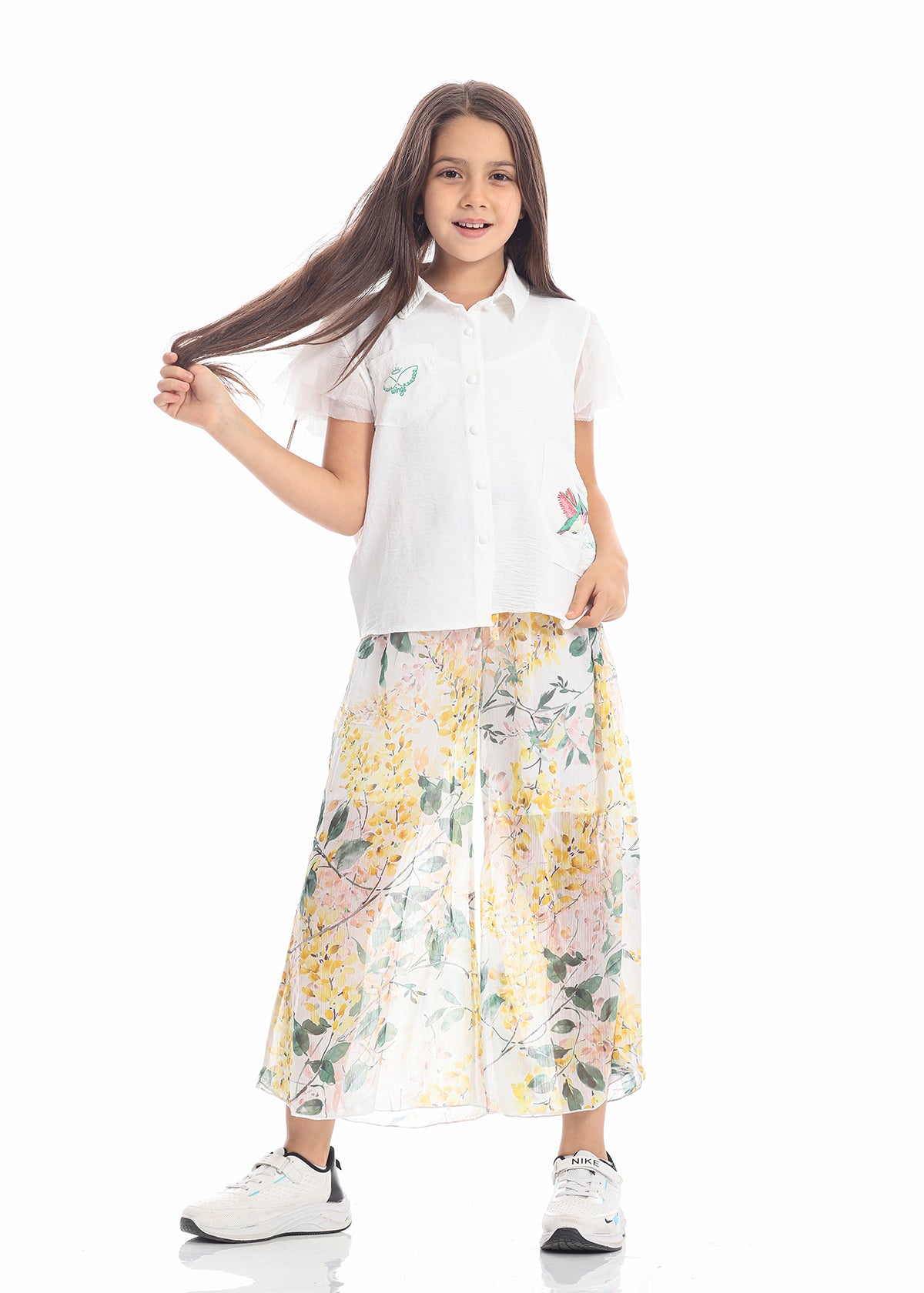 Casual Wide Leg Multi-Colors Florid Pants For Girls