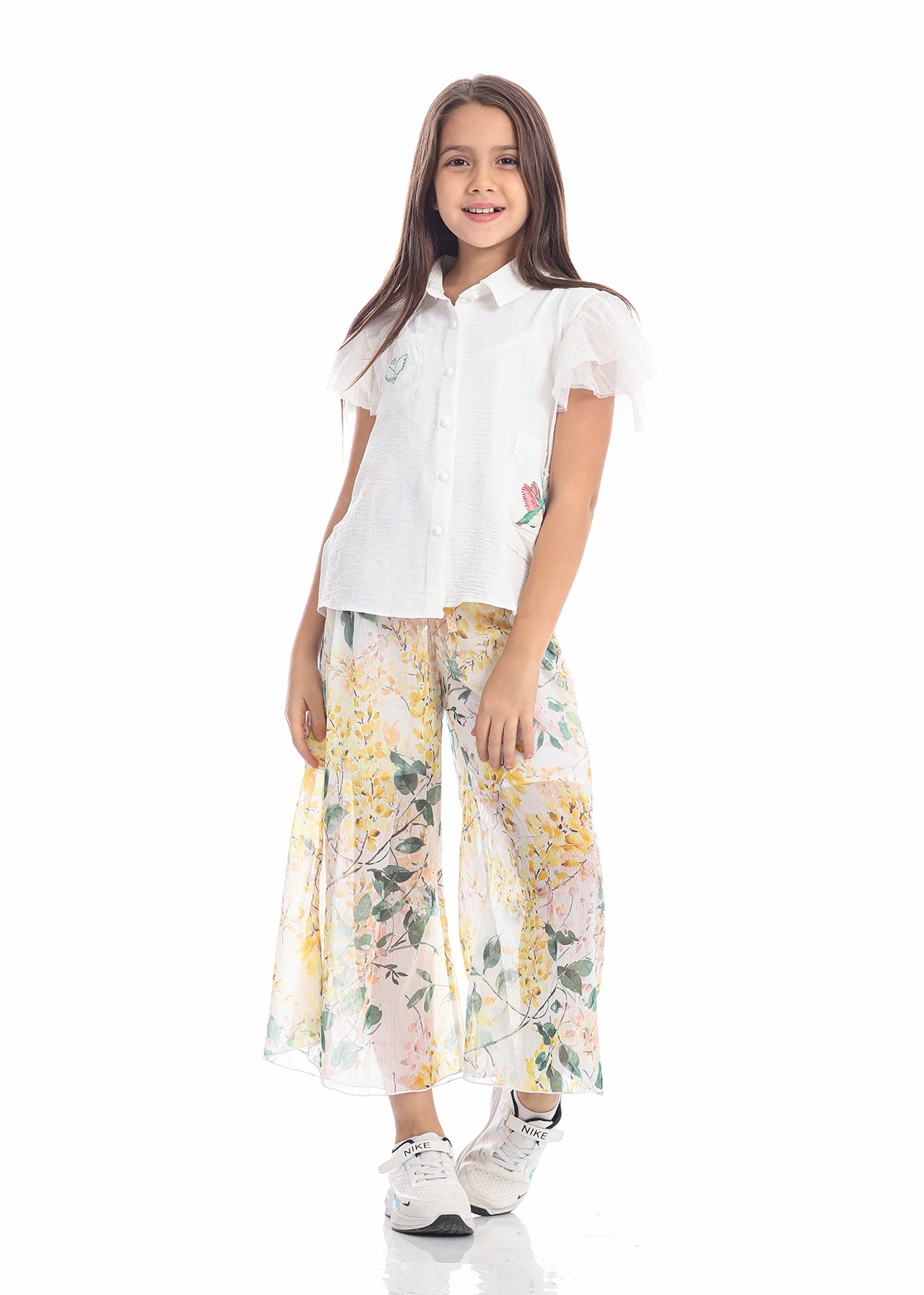 Casual Wide Leg Multi-Colors Florid Pants For Girls