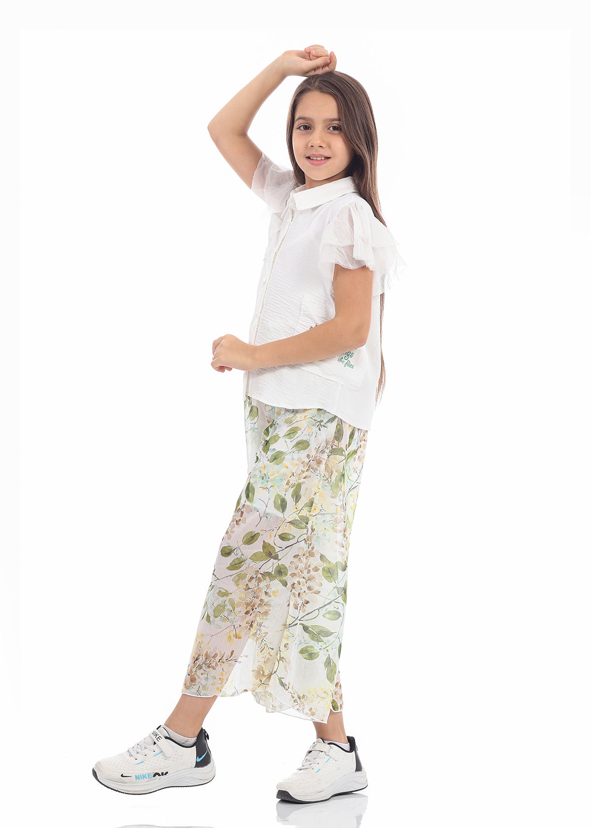 Casual Wide Leg Multi-Colors Florid Pants For Girls