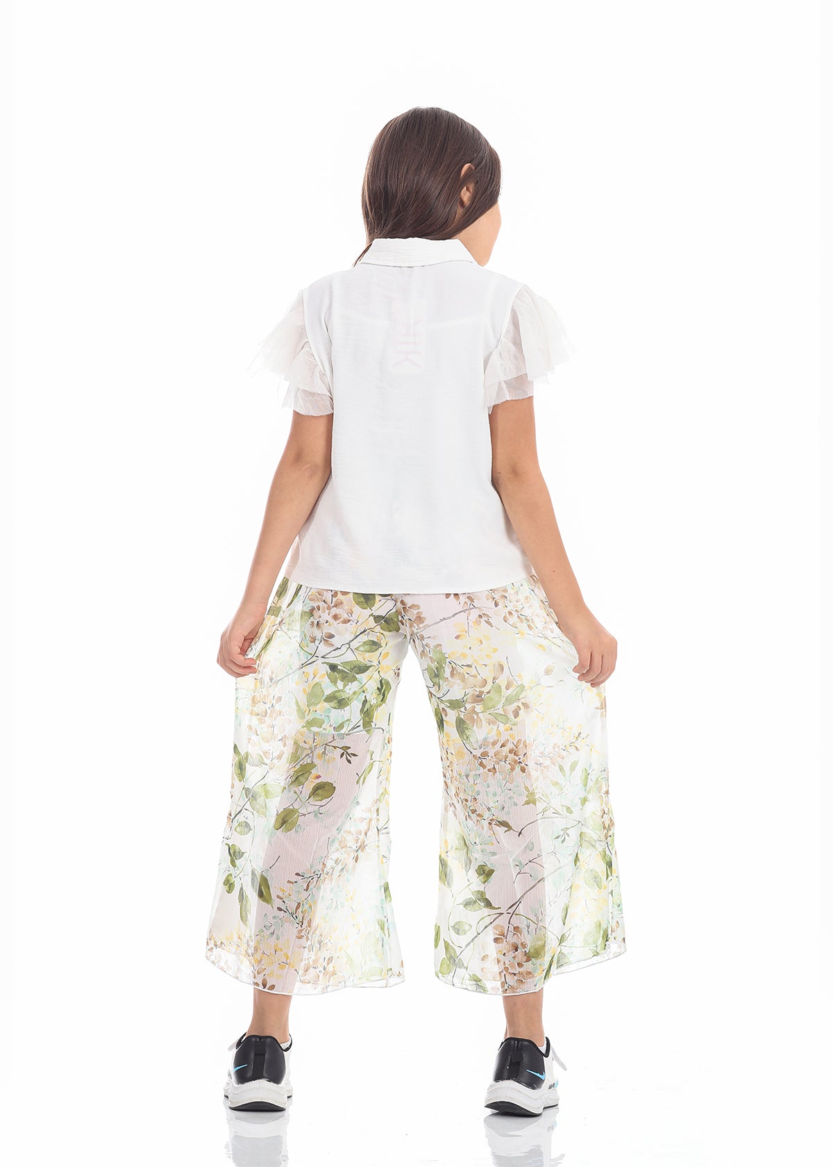 Casual Wide Leg Multi-Colors Florid Pants For Girls