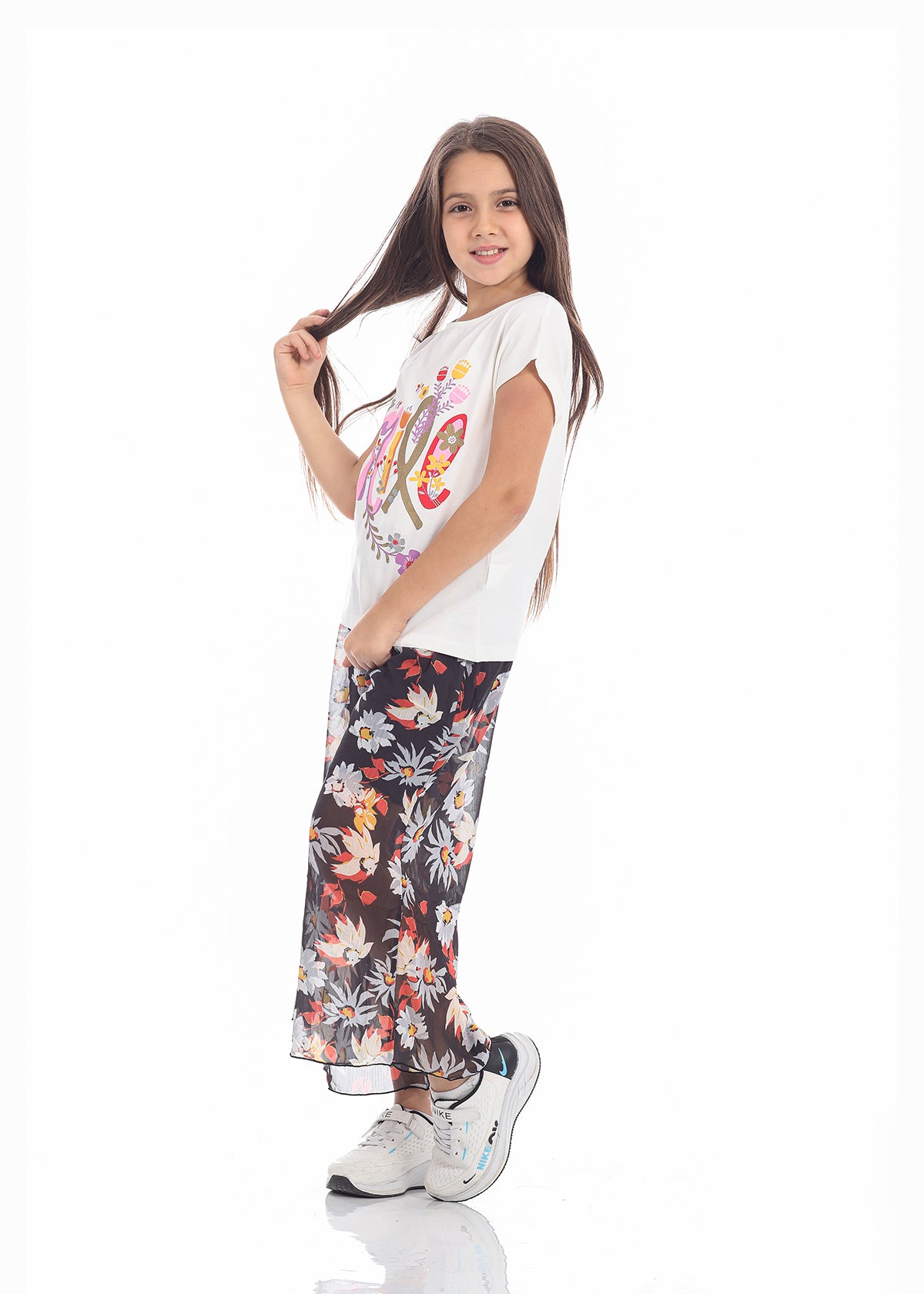 Casual Wide Leg Multi-Colors Florid Pants For Girls