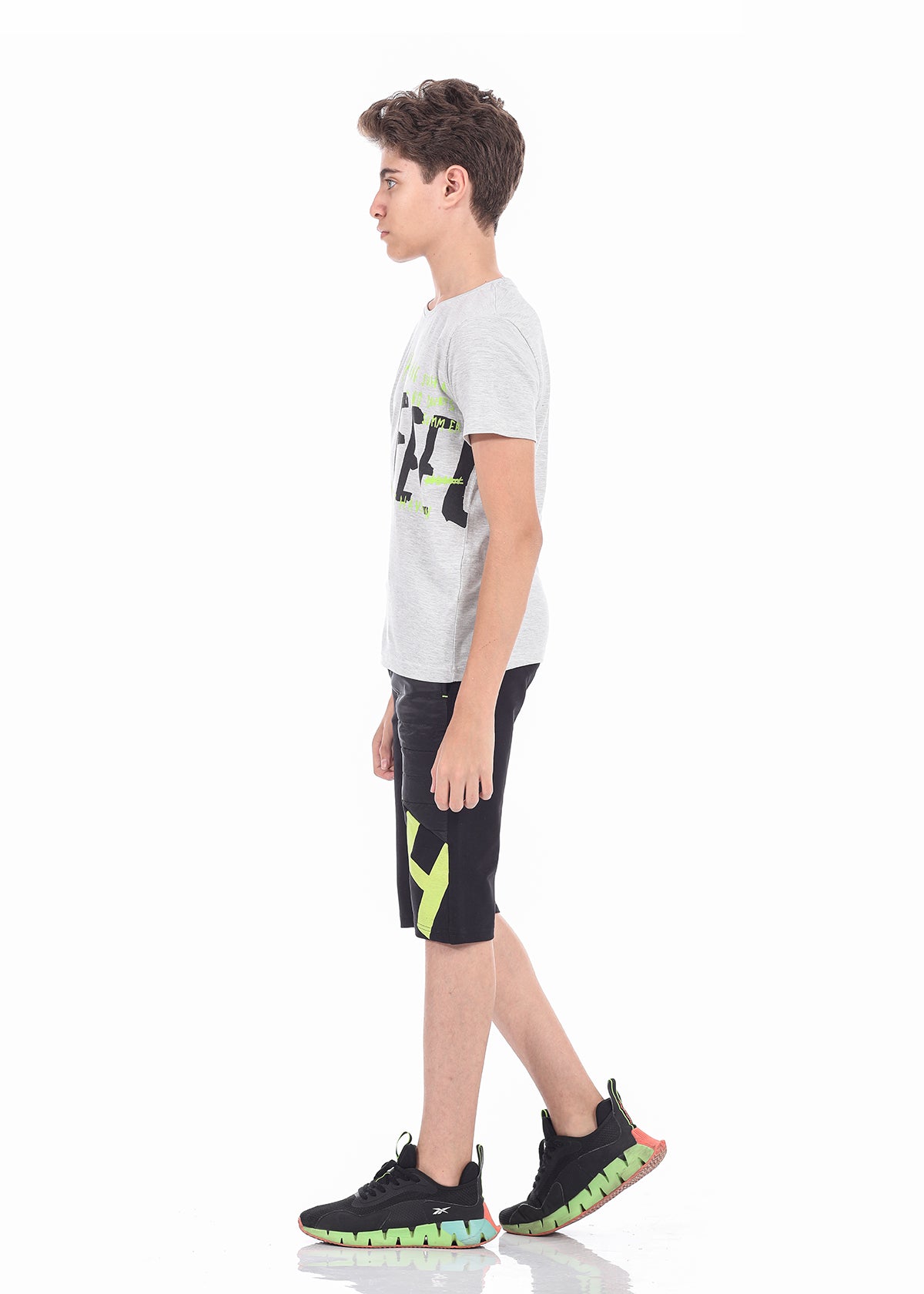 Gray T-Shirt Short Sleeve With Print For Boys