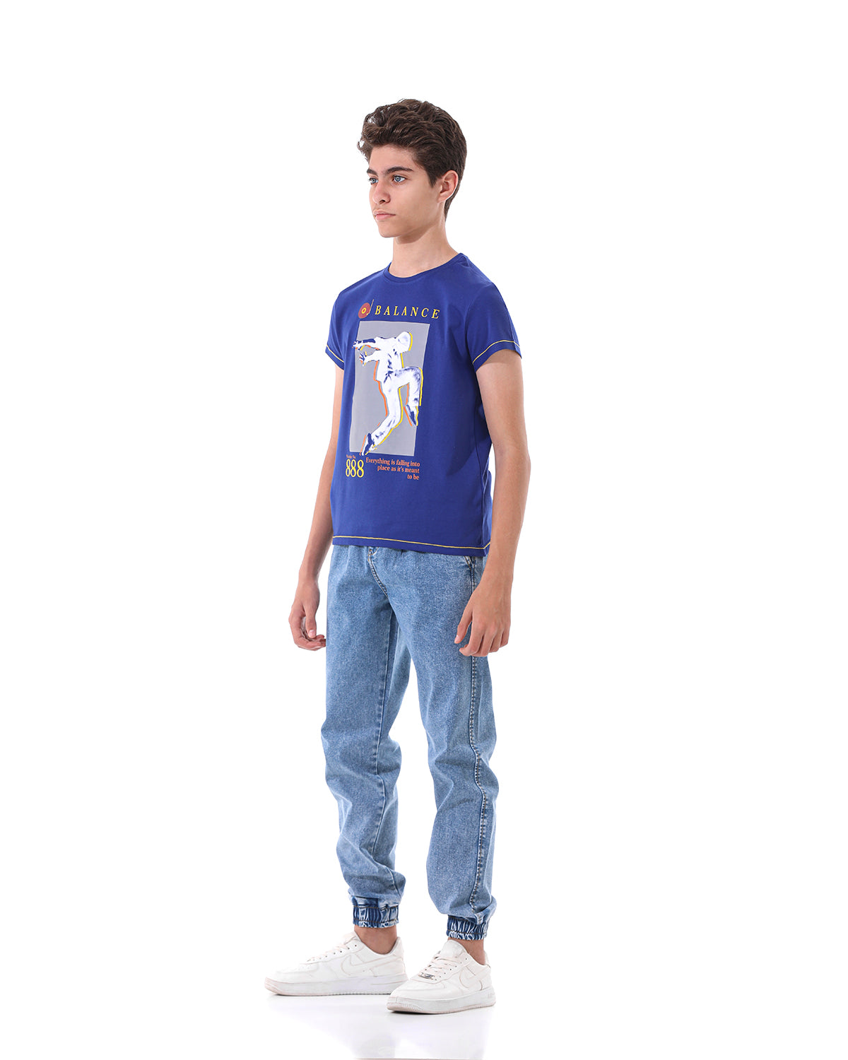 Blue T-Shirt Short Sleeve With Print For Boys