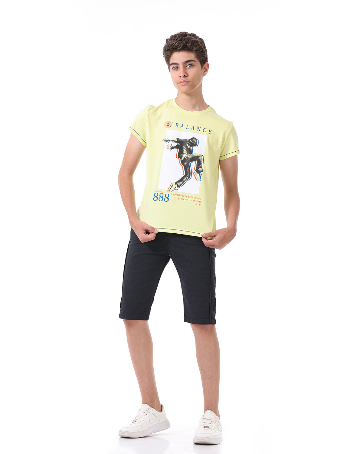 Yellow T-Shirt Short Sleeve With Print For Boys