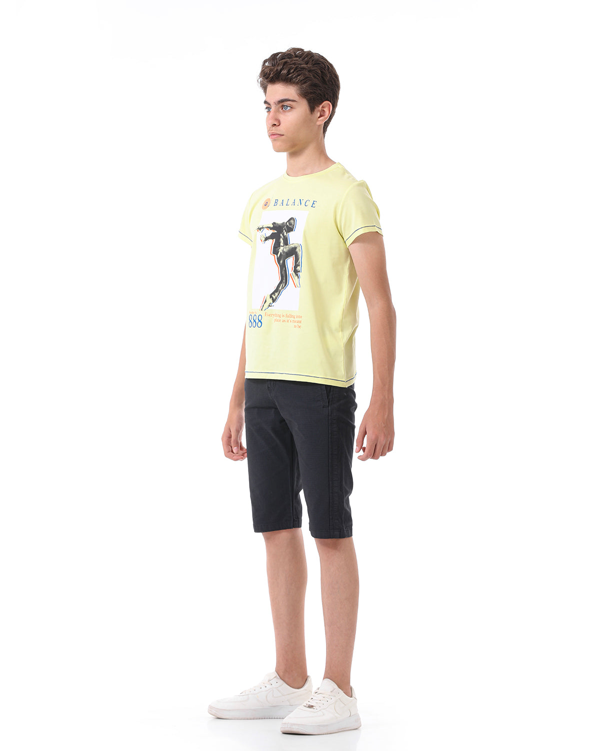 Yellow T-Shirt Short Sleeve With Print For Boys