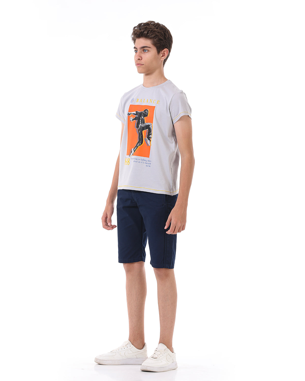 Gray T-Shirt Short Sleeve With Print For Boys