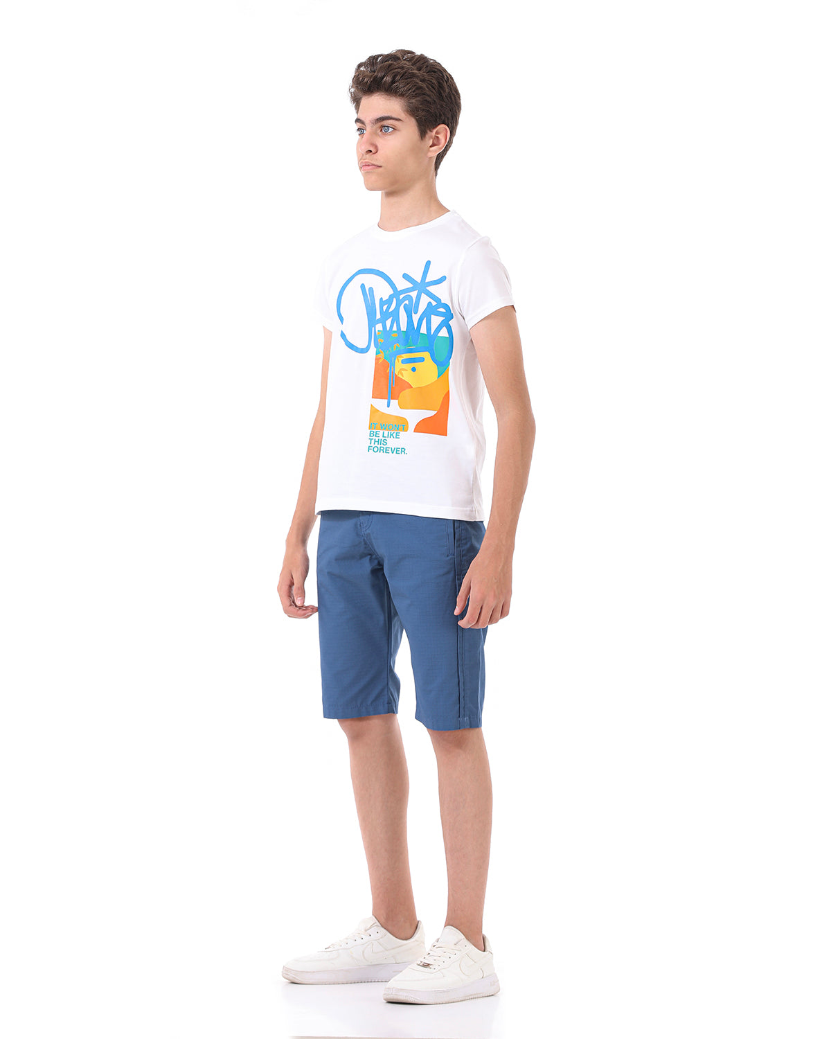 White T-Shirt Short Sleeve With Print For Boys