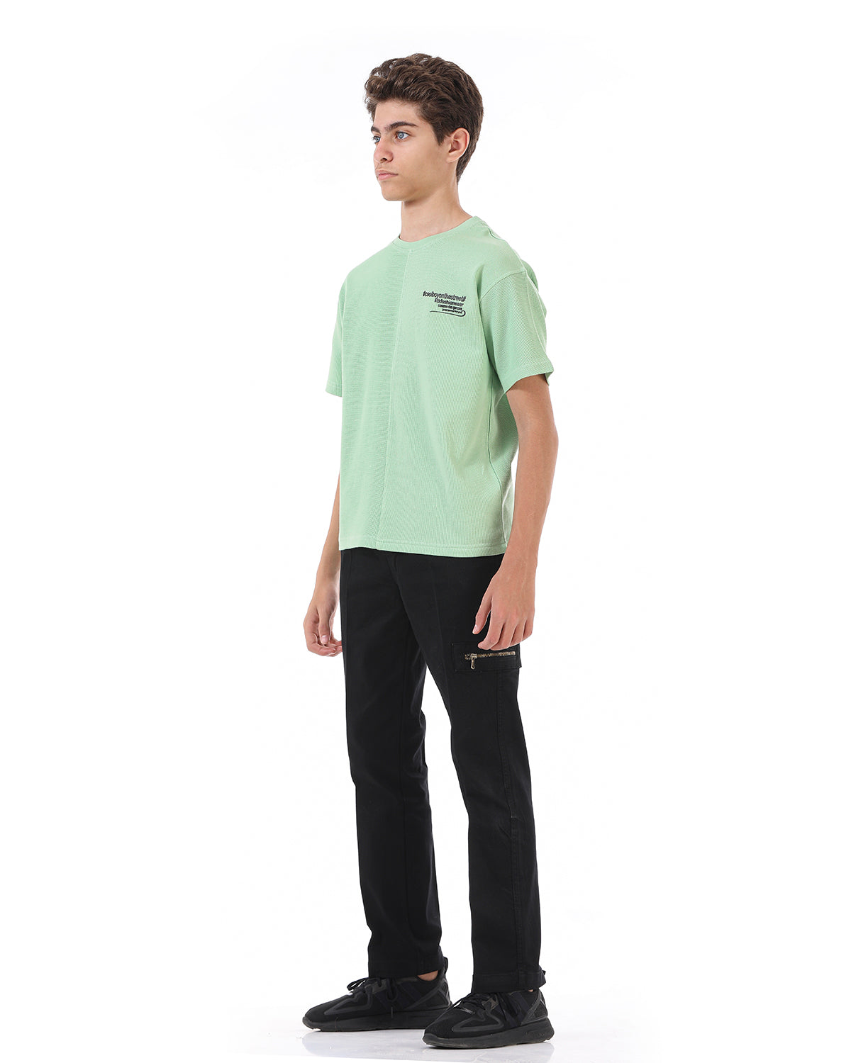 Light Green T-Shirt Short Sleeve With Print For Boys