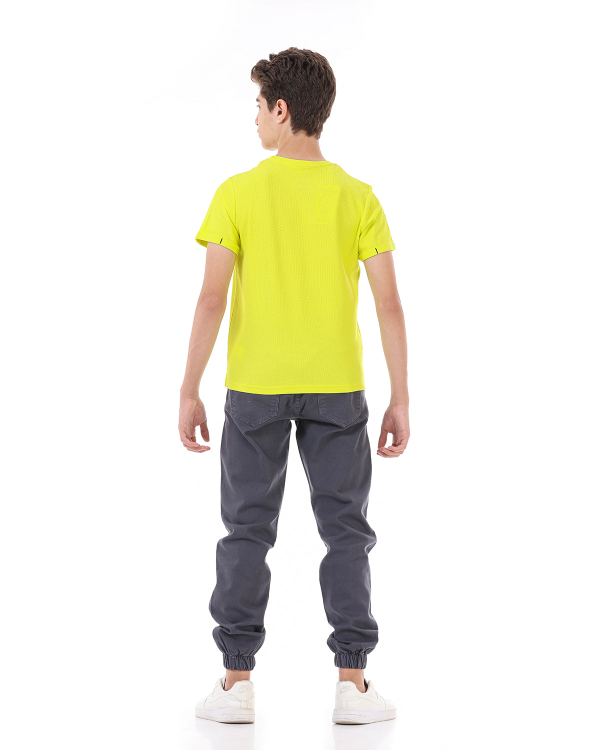 Yellow T-Shirt Short Sleeve With Tiger Print For Boys