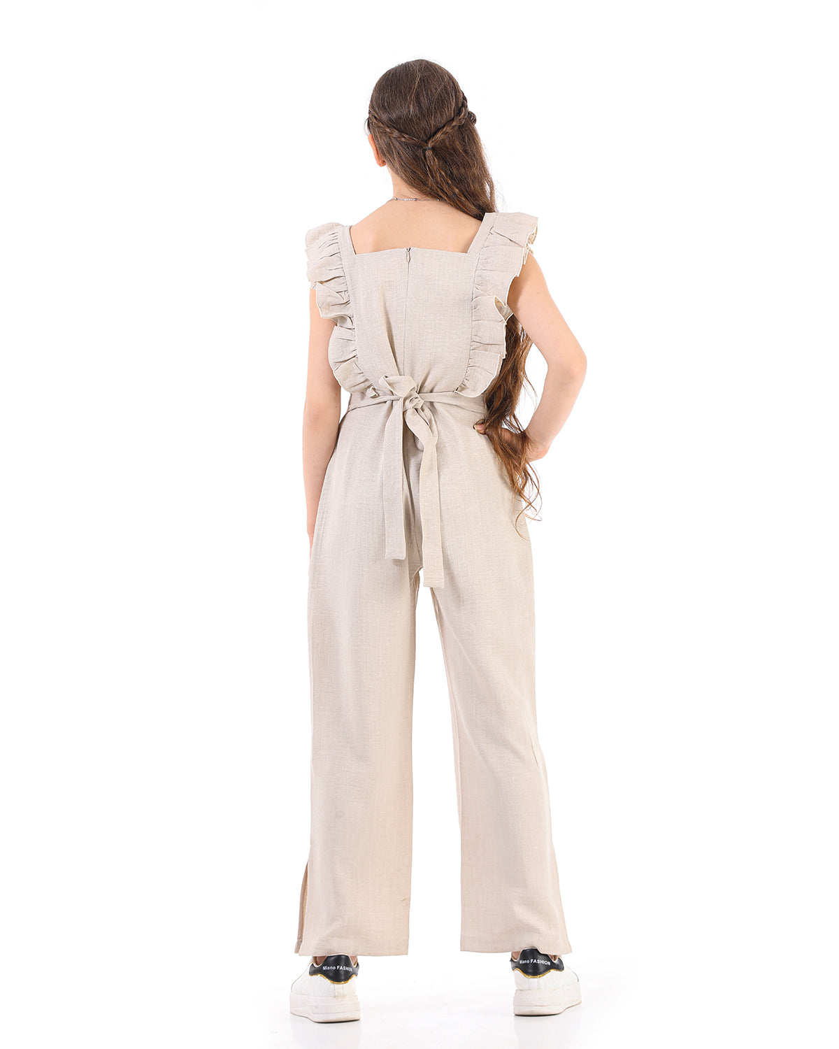 Casual Ruffle Light Beige Jumpsuits For Girls