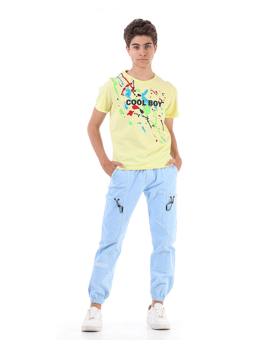 Light Blue Cargo  Pants With Side Pocket For Boys