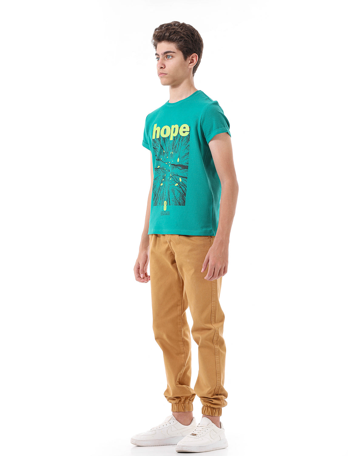 Green T-Shirt Short Sleeve With Print For Boys