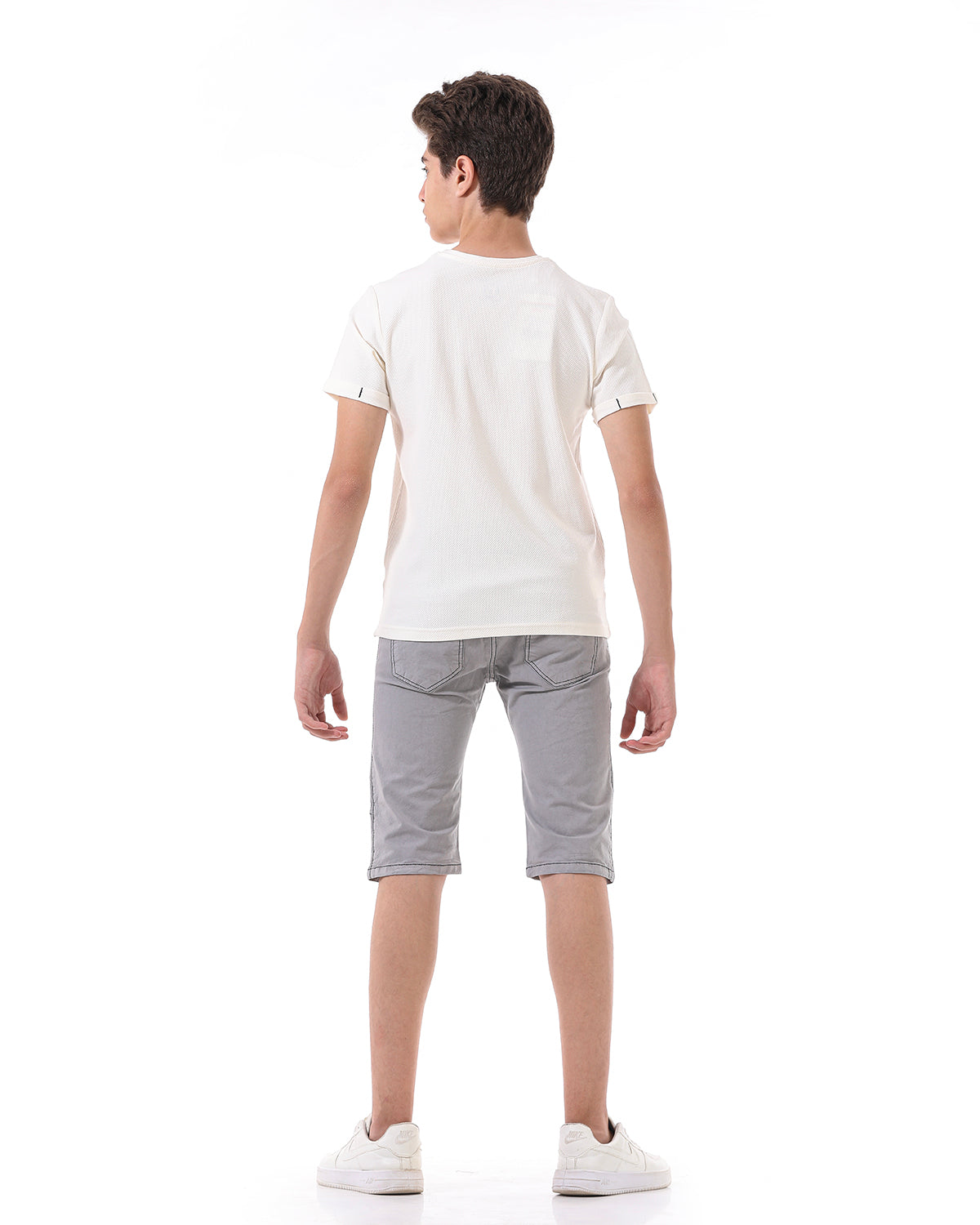 White T-Shirt Short Sleeve With Tiger Print For Boys