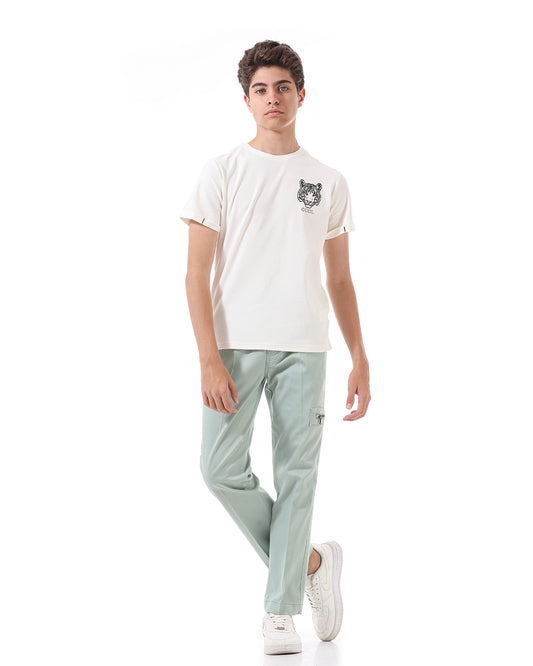 Straight Fit Light Green Pants For Boys