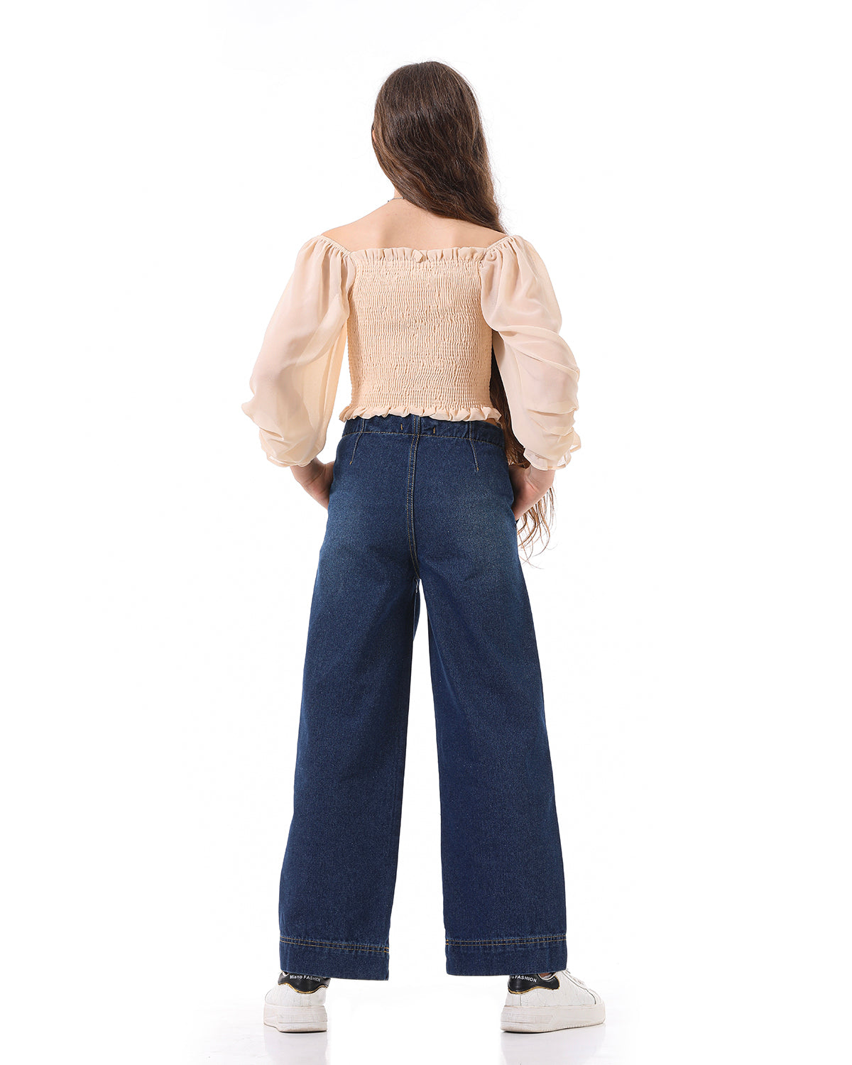 Wide Leg Jeans With  Details For Girls