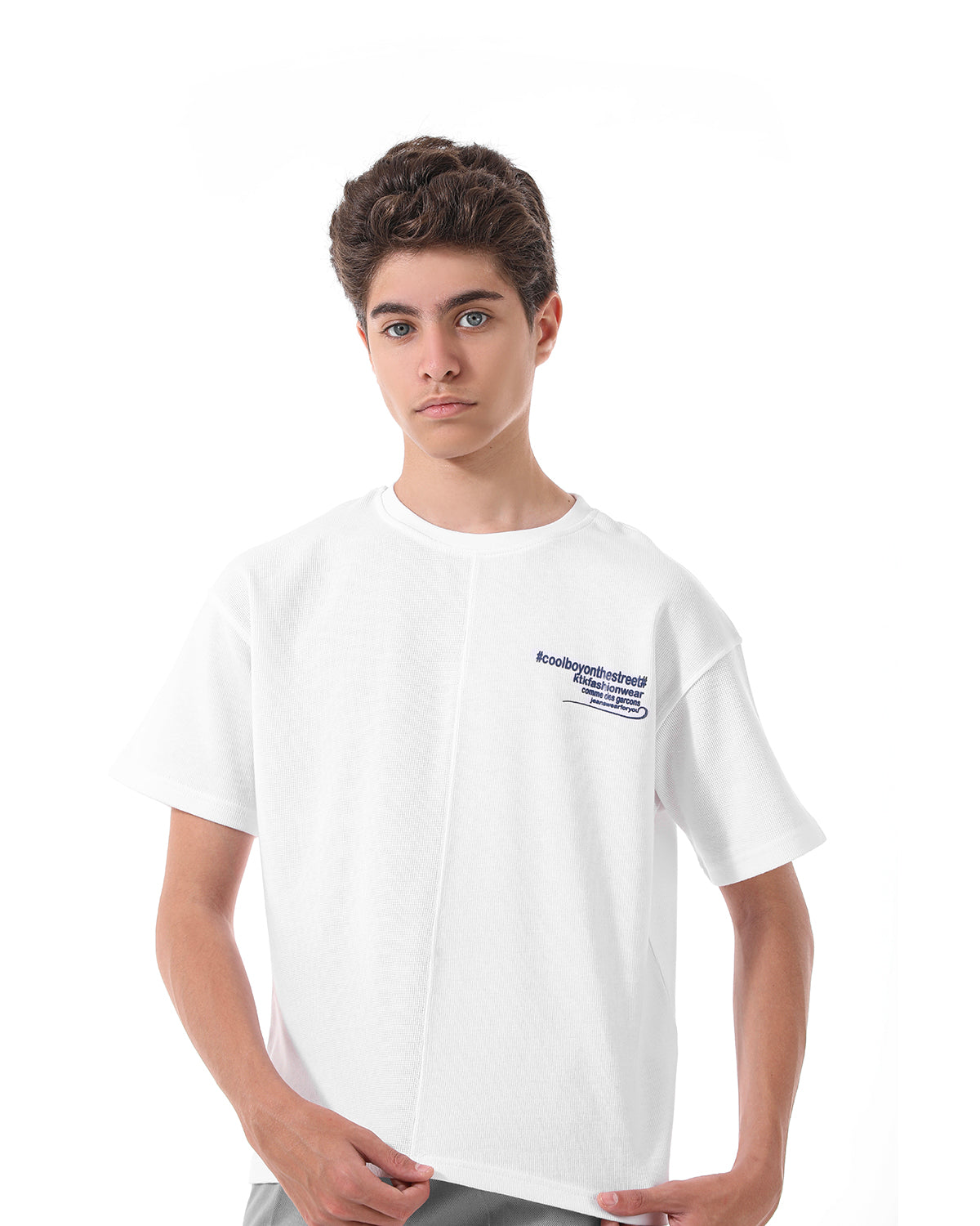 White T-Shirt Short Sleeve With Print For Boys