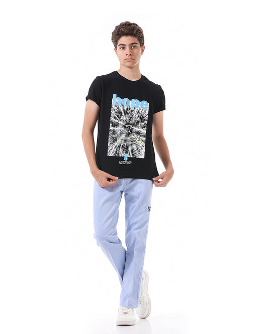 Straight Fit Light Blue Pants For Boys