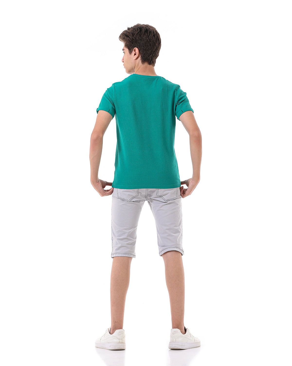 Green T-Shirt Short Sleeve With Tiger Print For Boys