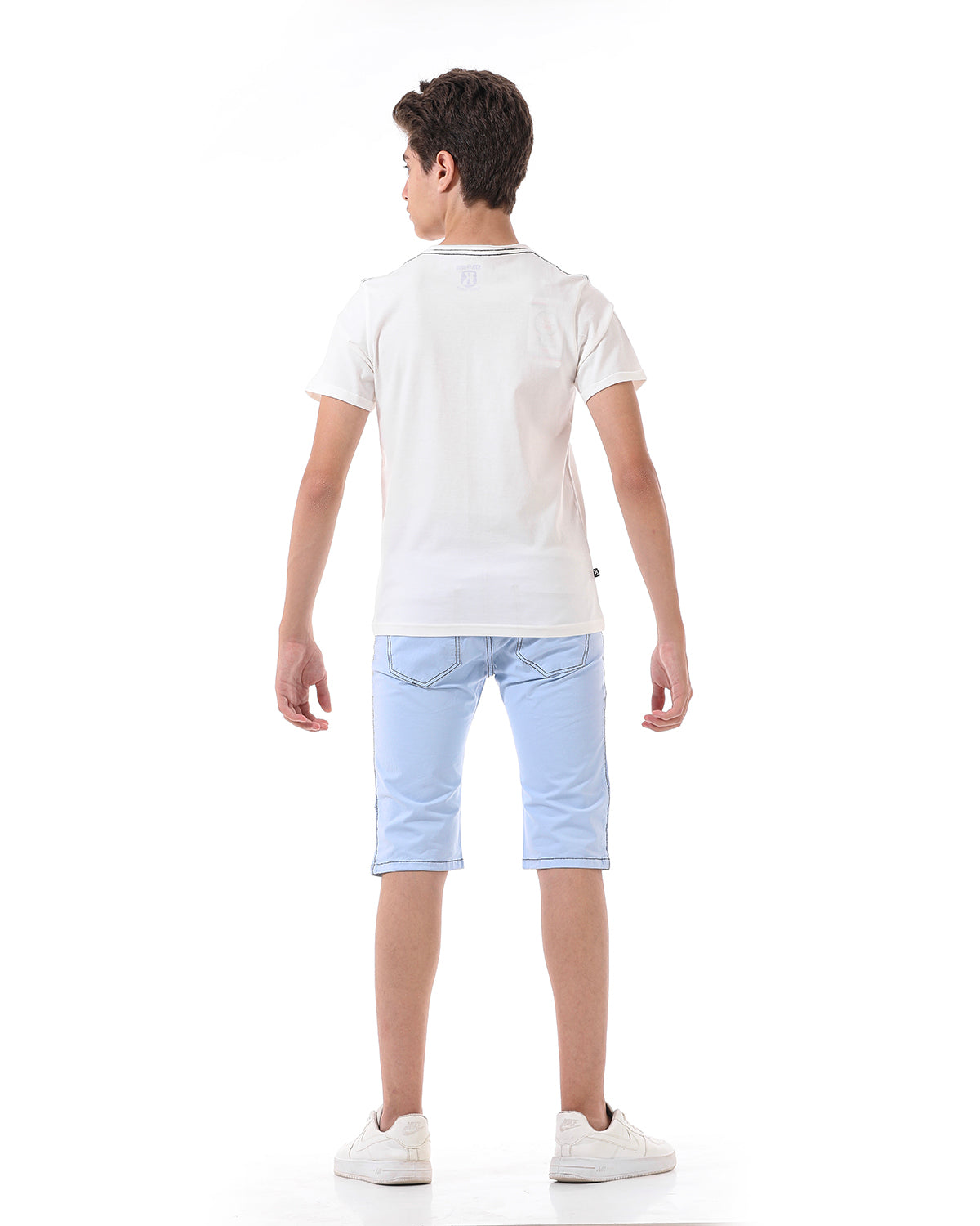 White T-Shirt Short Sleeve With Print For Boys