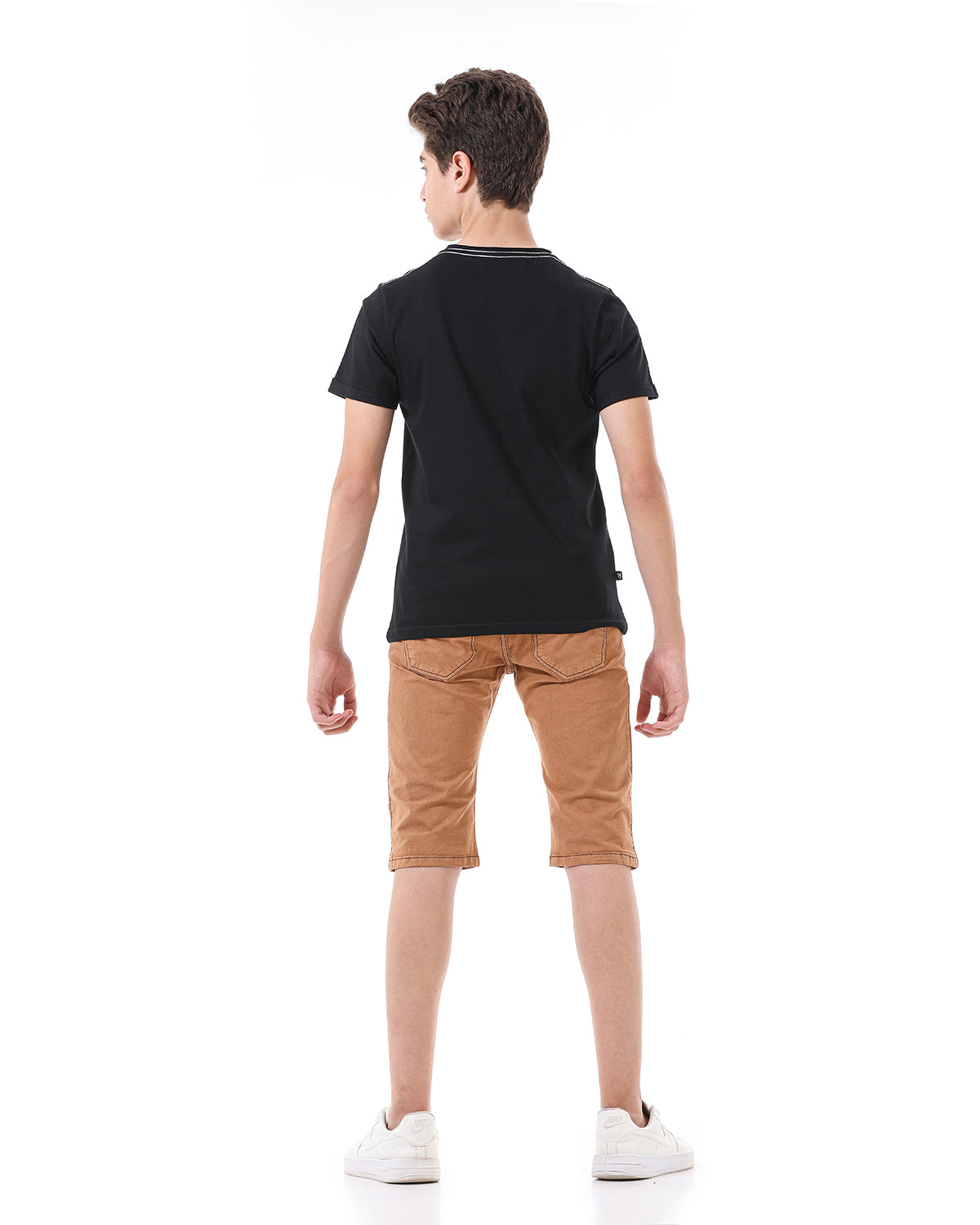 Black T-Shirt Short Sleeve With Print For Boys