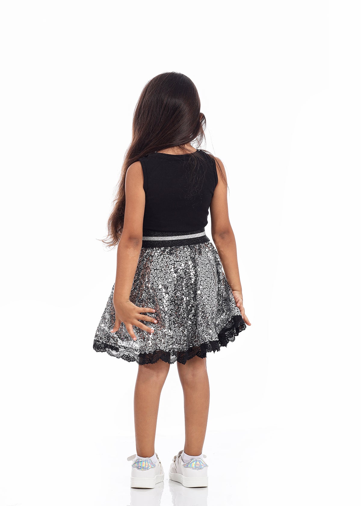 Casual Black Dress With Sequins For Girls