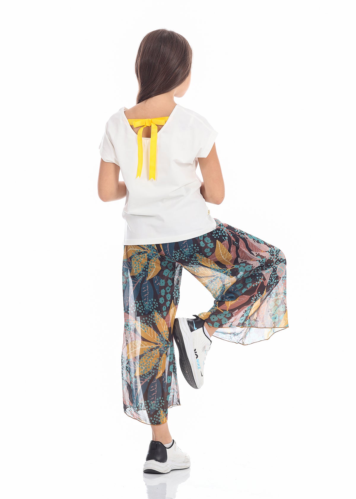 Casual Wide Leg Multi-Colors Florid Pants For Girls