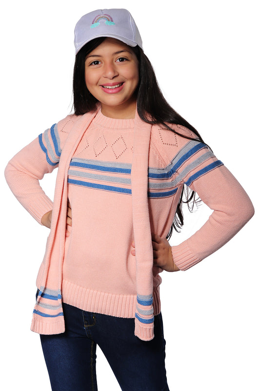 Pink Pullover with a scarf