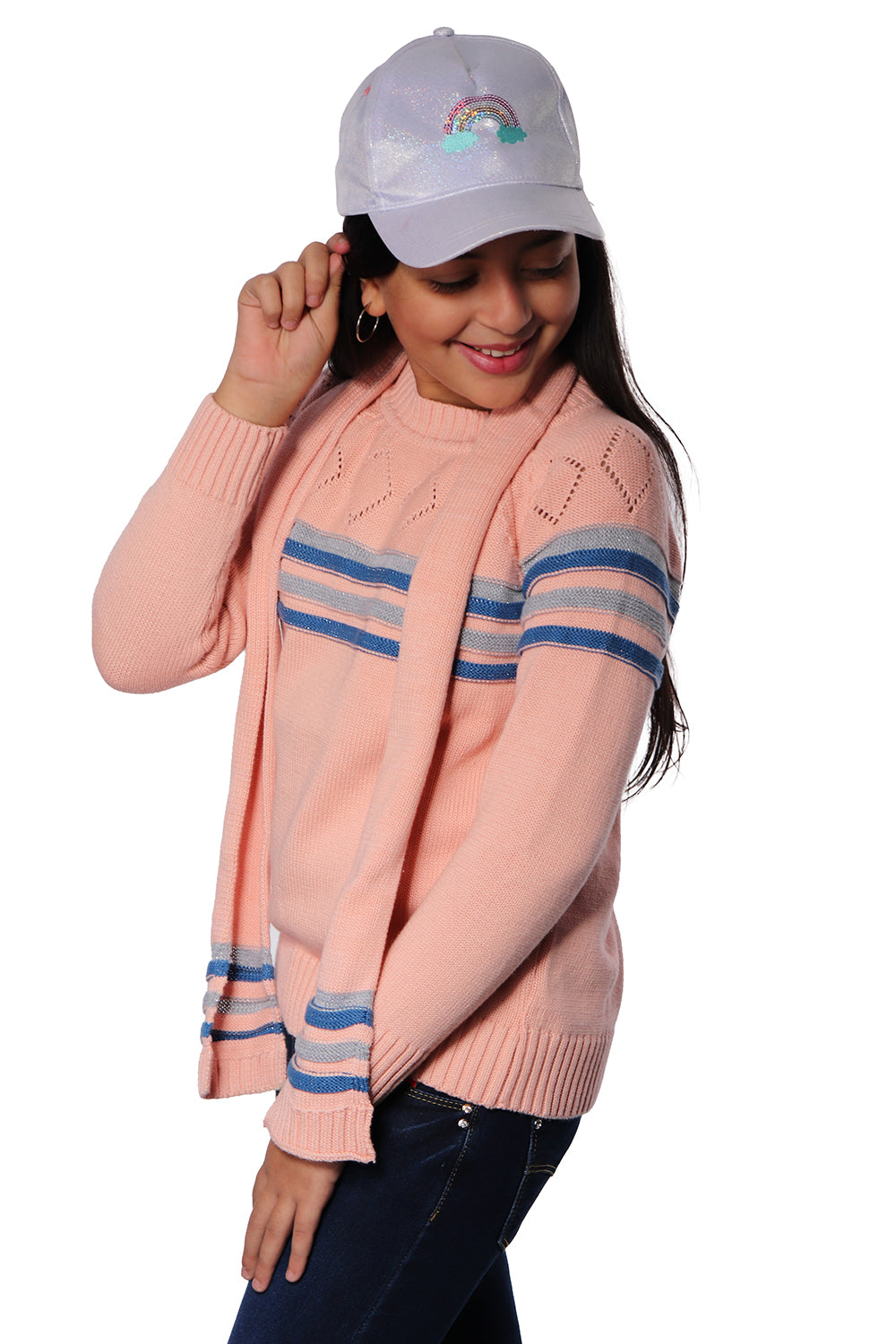 Pink Pullover with a scarf