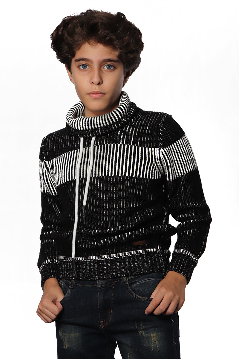 Black Pullover with White Strip