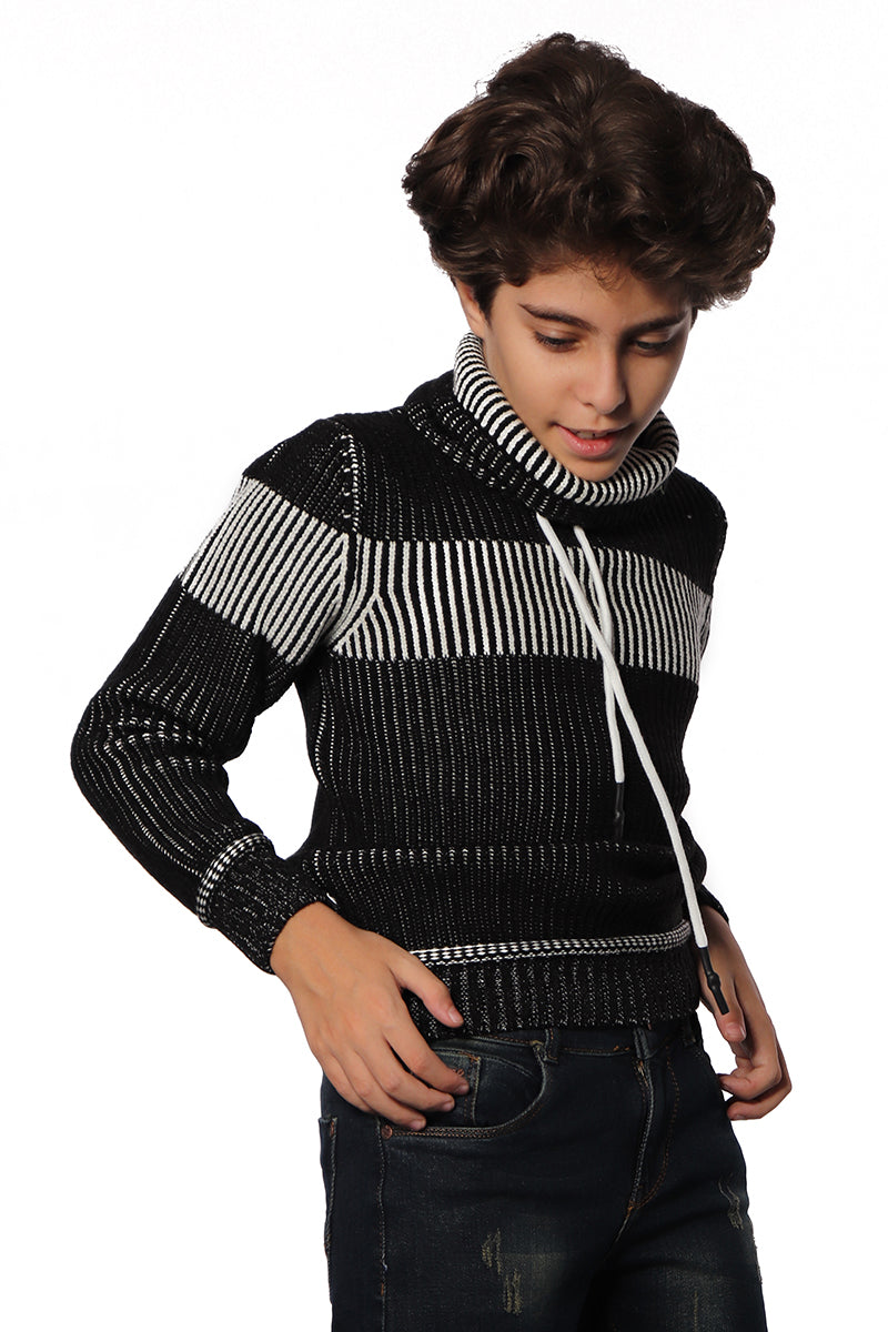 Black Pullover with White Strip