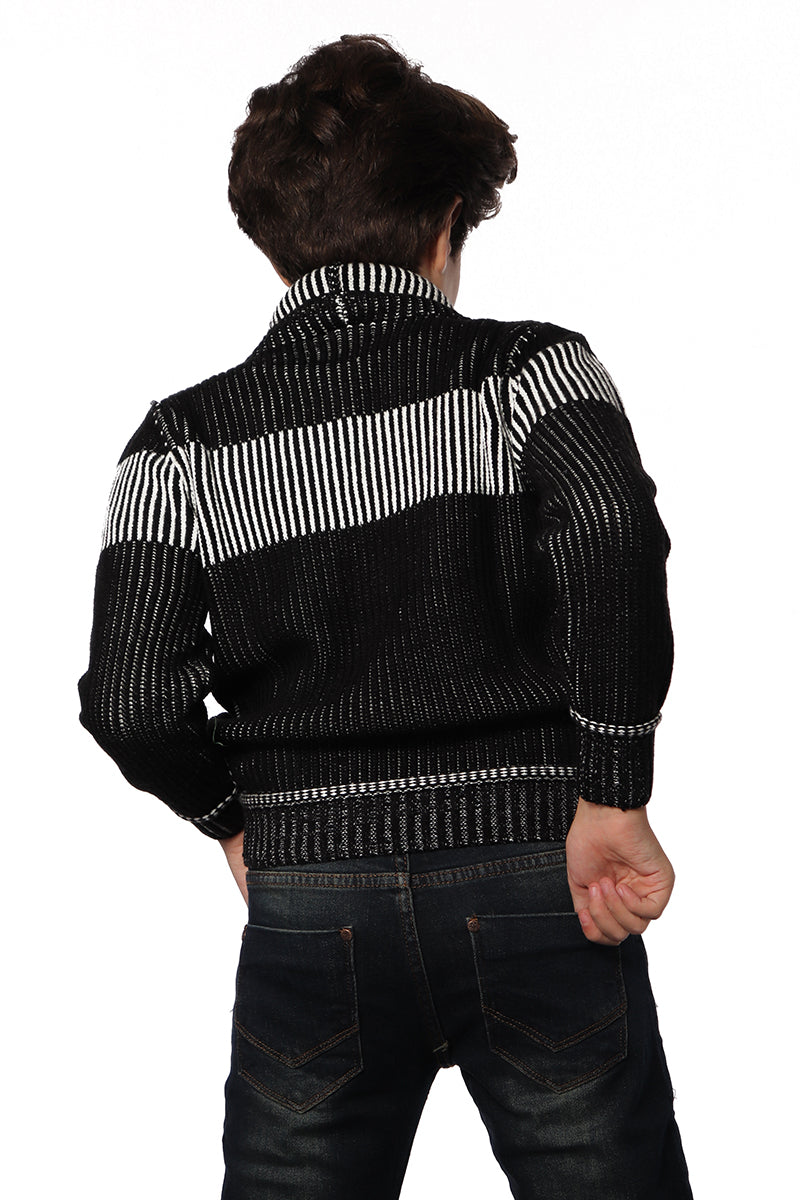 Black Pullover with White Strip