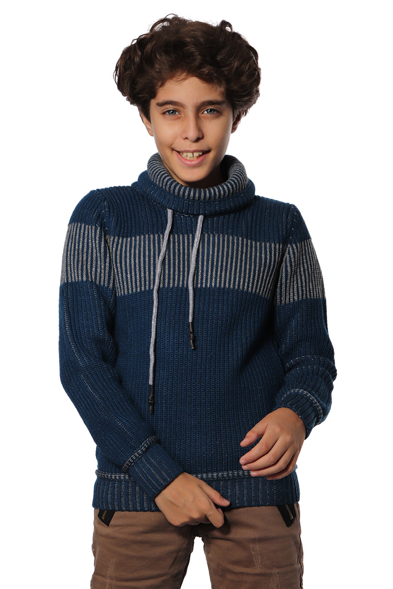 Dark Blue Pullover with White Strip