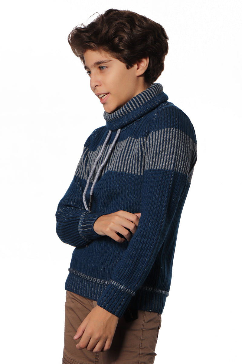 Dark Blue Pullover with White Strip