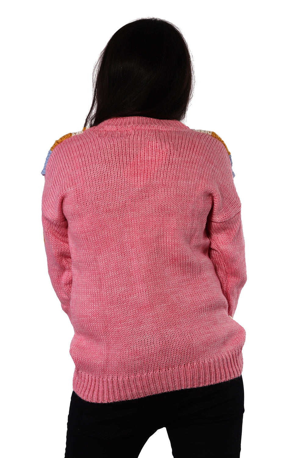 Pink Pullover with Blue Detail