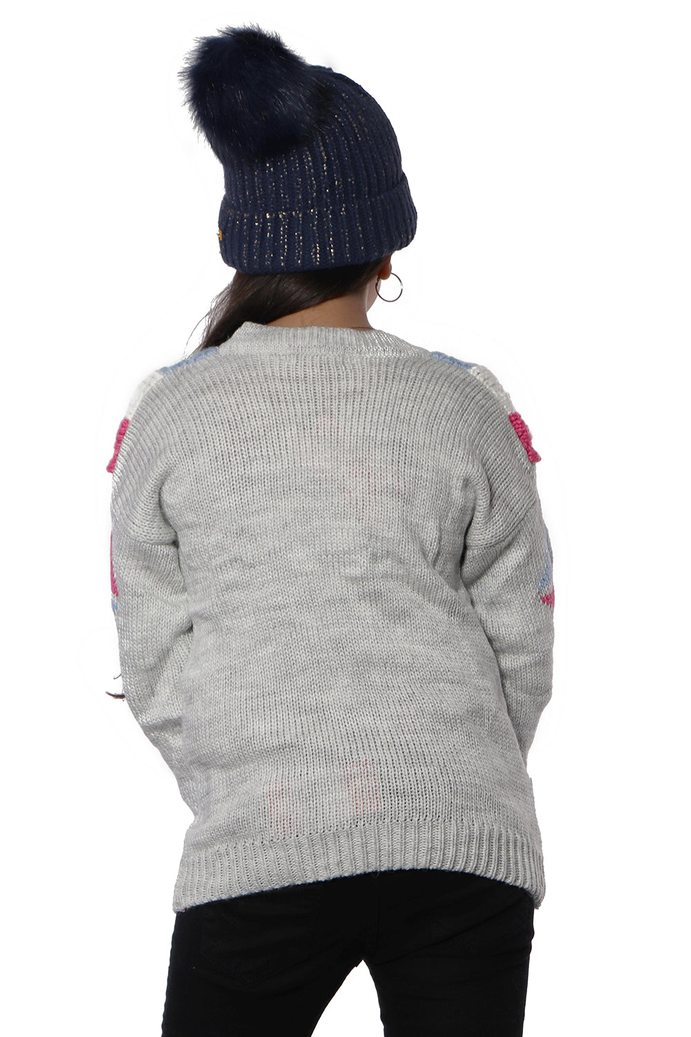 Gray Pullover with Pink Detail