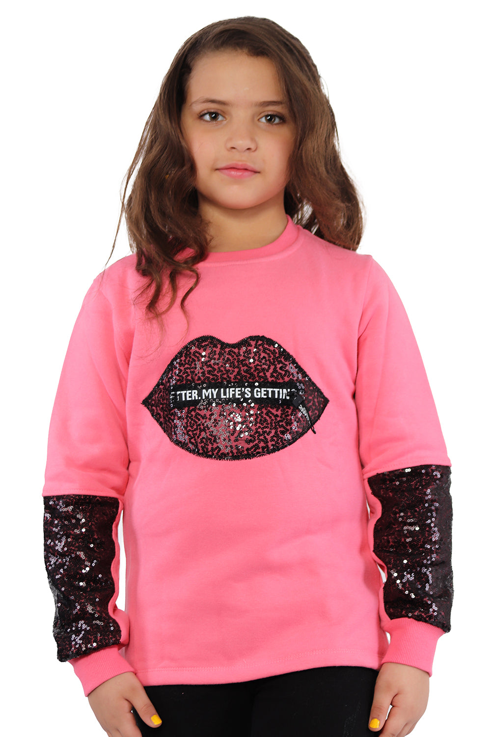 Fuchsia Pullover with Black Glitter