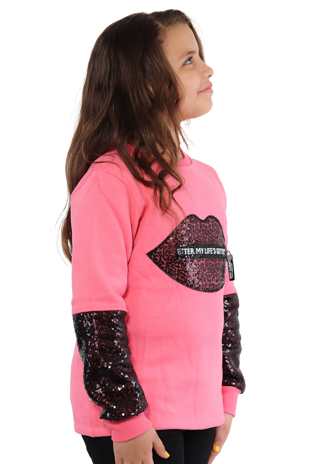 Fuchsia Pullover with Black Glitter