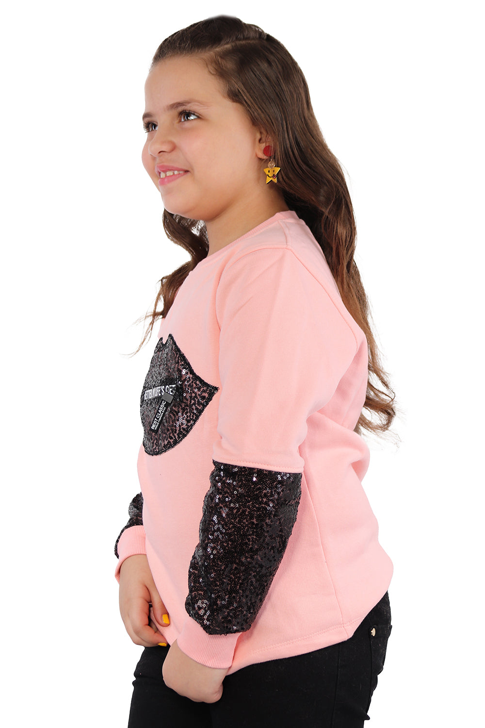 Pink Pullover with Black Glitter