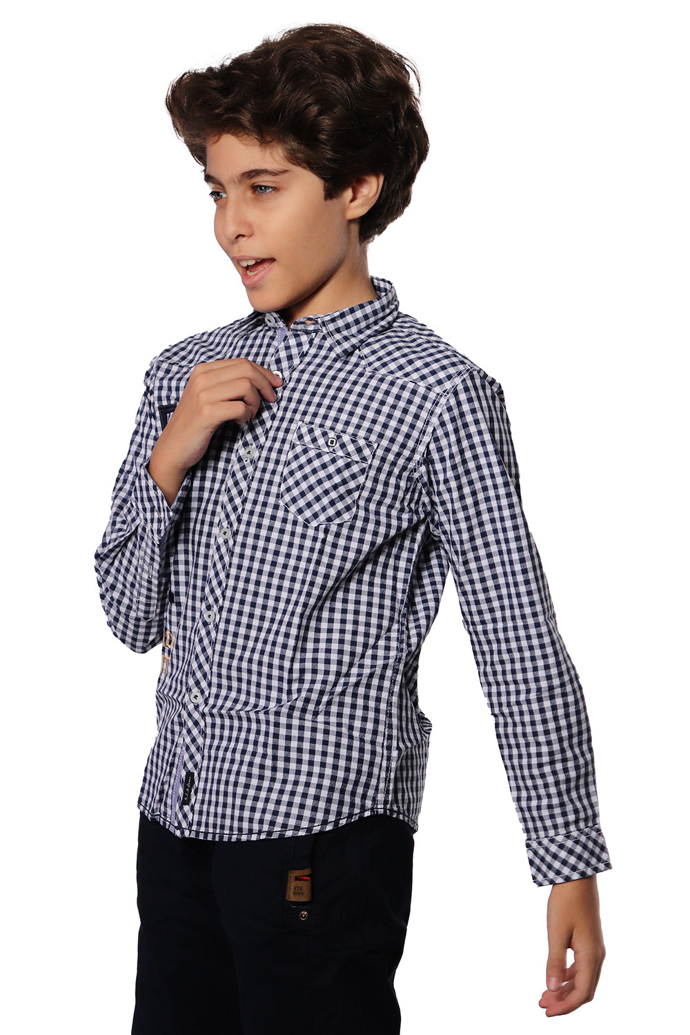 Black Check Shirt with Detail