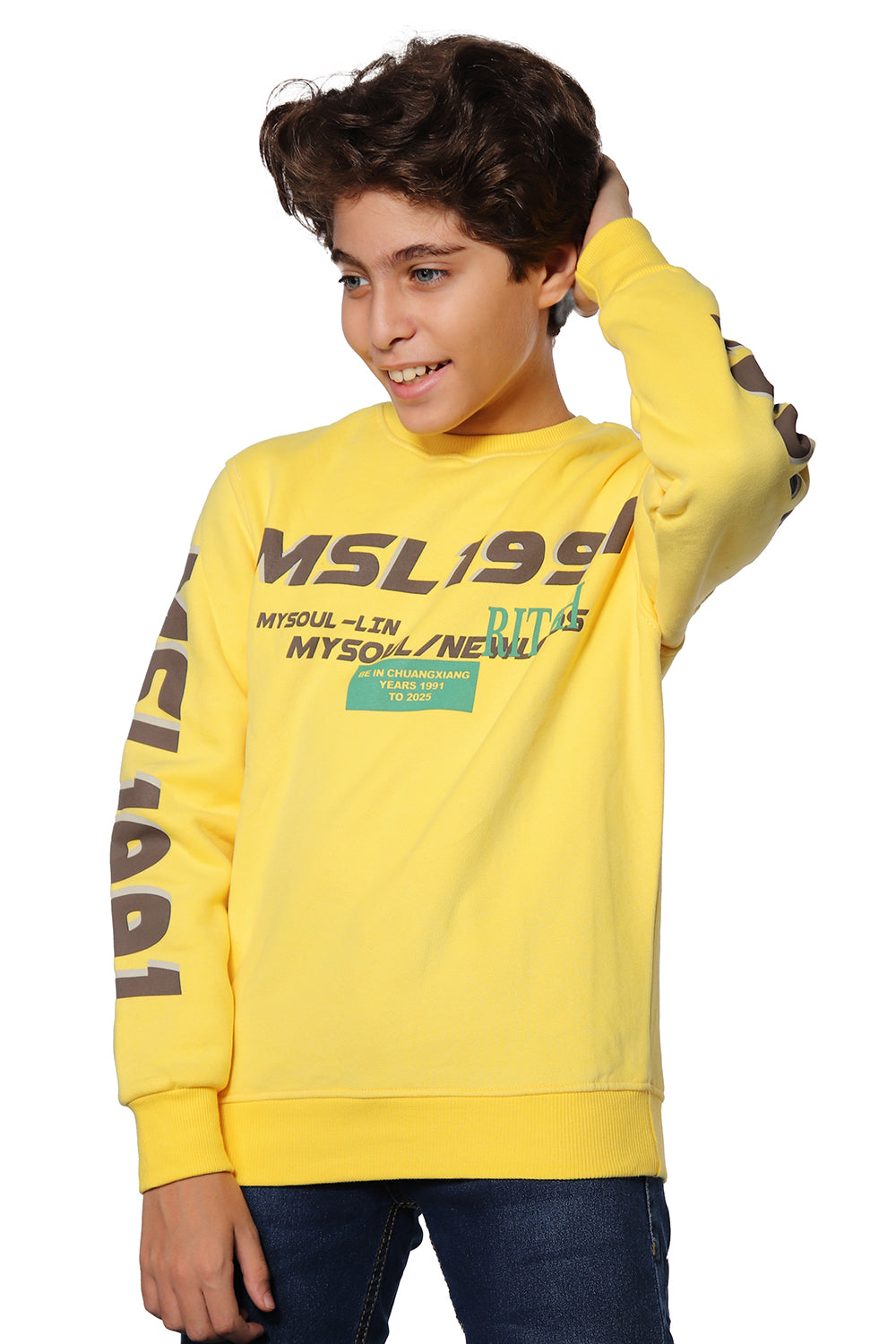 Yellow Sweatshirt with Black Prints