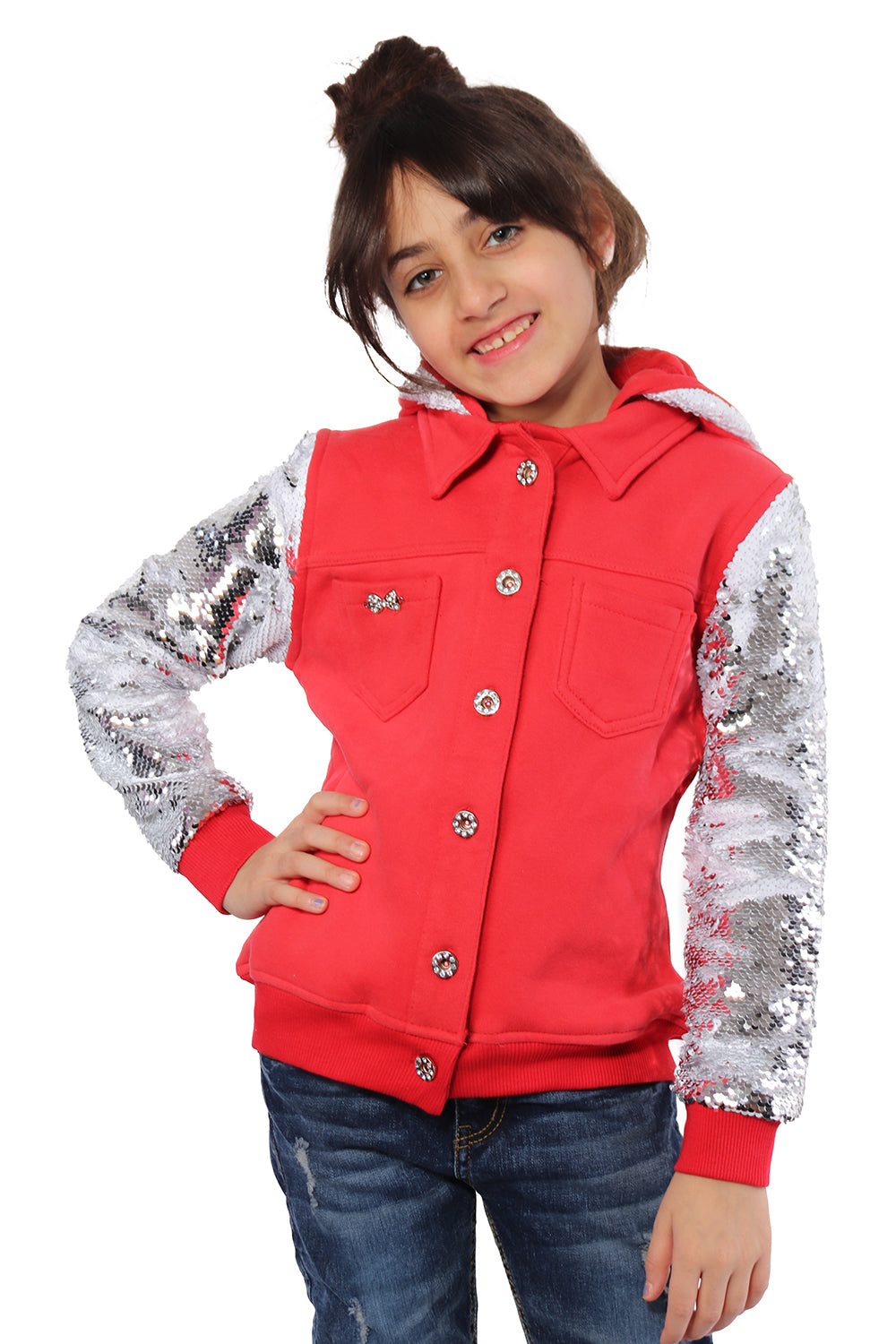 Red Jacket with Glitter Sleeves