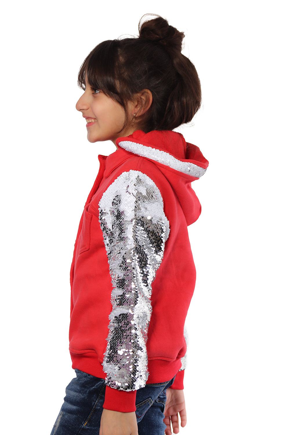 Red Jacket with Glitter Sleeves