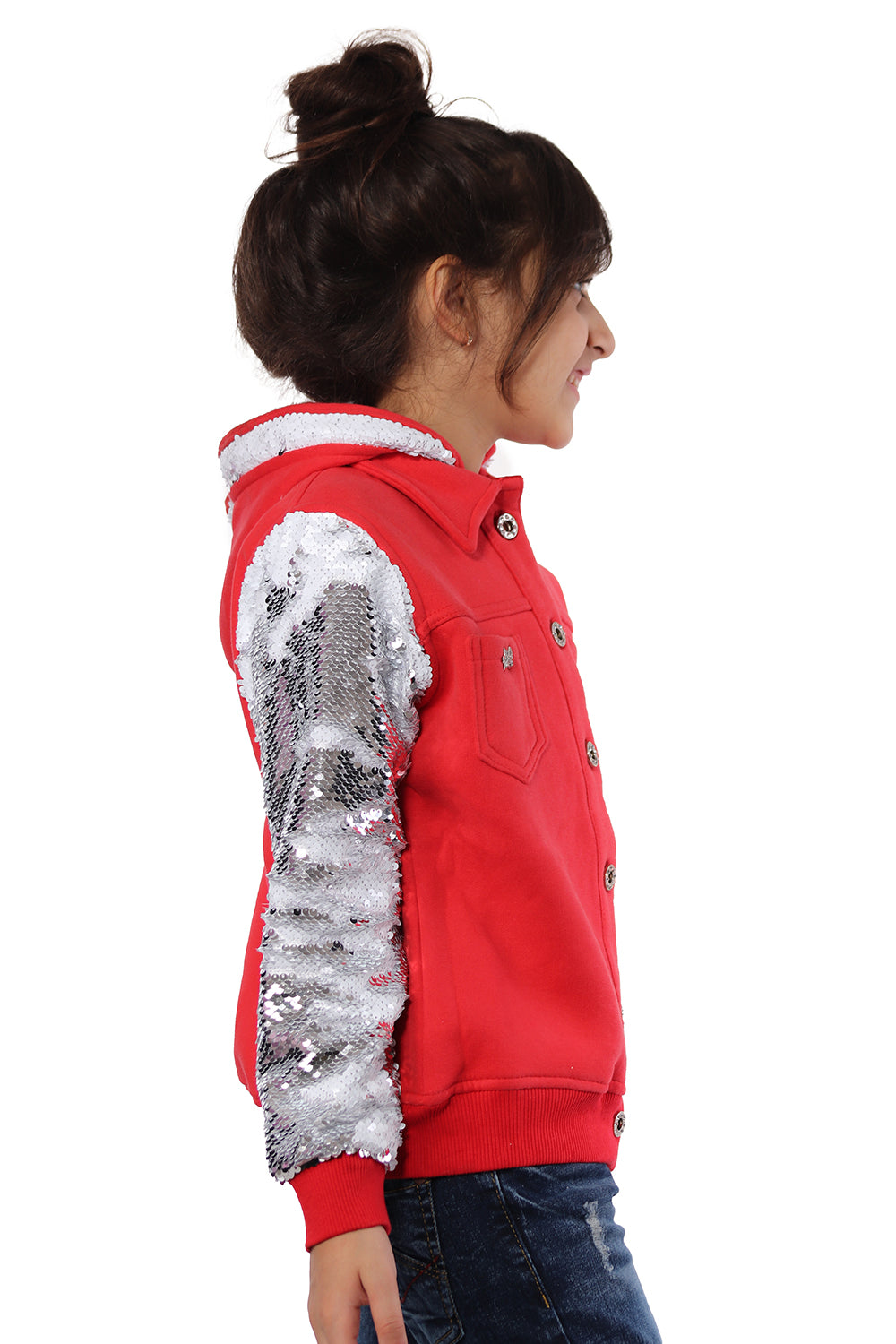 Red Jacket with Glitter Sleeves