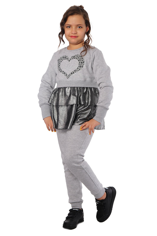 Gray Pajama with Heart Print
