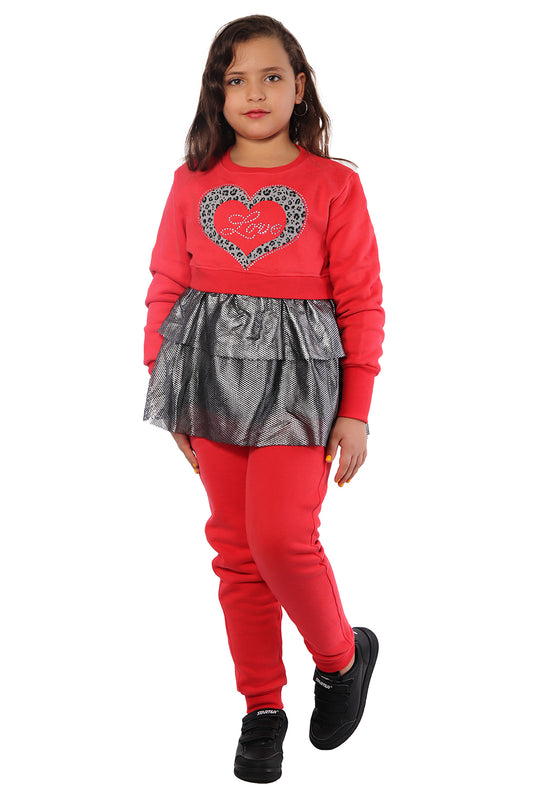 Red Pajama with Heart Print