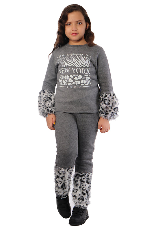 Dark Gray Pajama with Leopard Prints